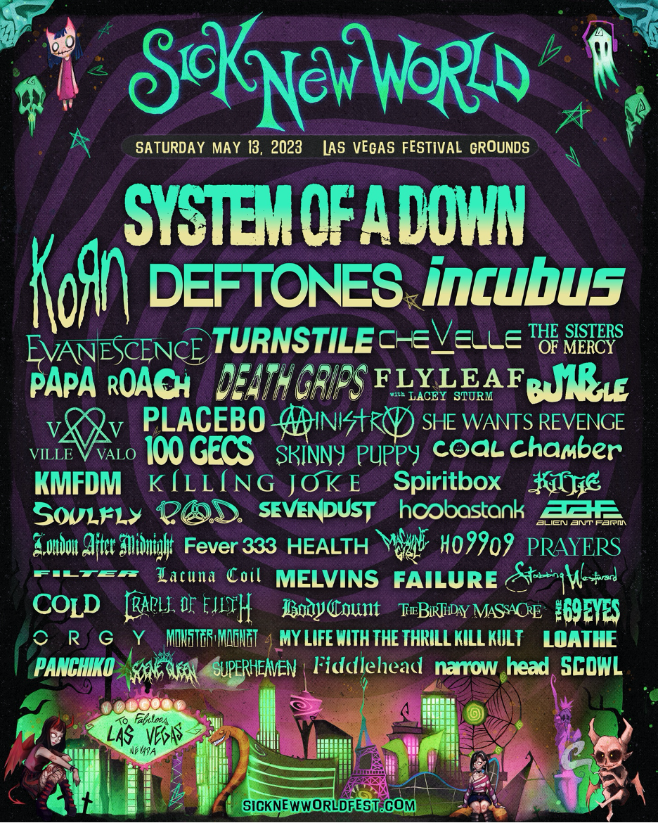 SYSTEM OF A DOWN, KORN, DEFTONES, AND INCUBUS TO CHRISTEN INAUGURAL SICK NEW WORLD FESTIVAL