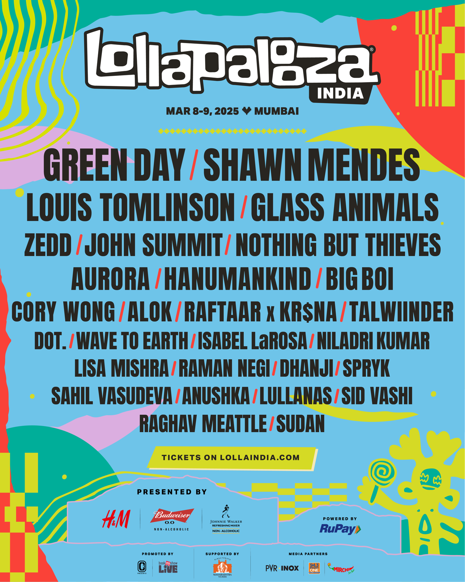 Green Day, Shawn Mendes, Louis Tomlinson And Glass Animals To Headline Lollapalooza India 2025